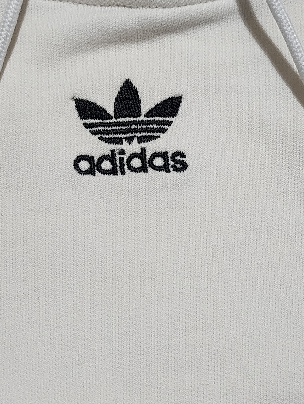 Adidas White Cropped Hoodie with Black 3-Stripes - Picture 2 of 10